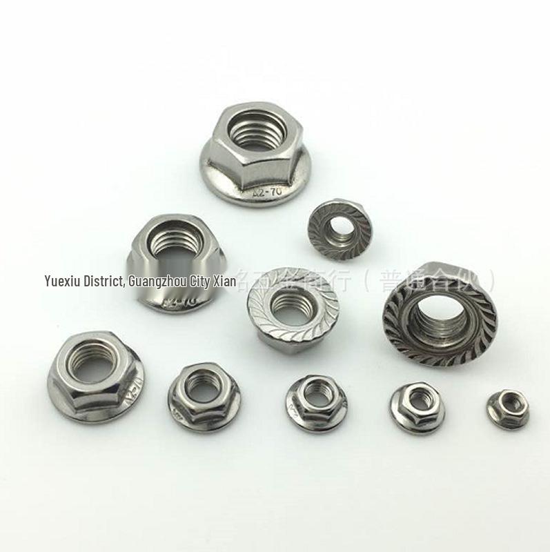 Color-Plated Stainless Steel 304 Hex Flange Nut with Anti-Slip Patterned Teeth DIN6923