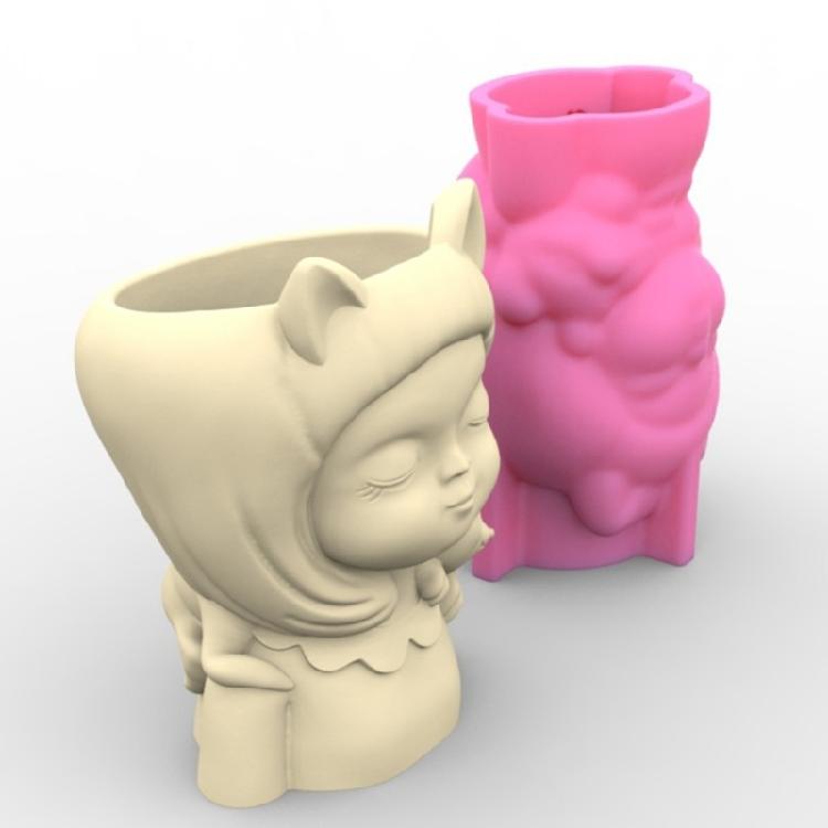 Girl and Puppy Succulent Planter Resin Mold Pen Holder Resin Cement Molds DIY