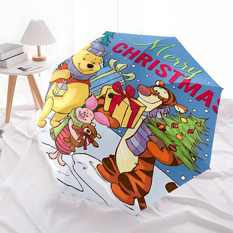 Winnie und Freunde Themen-Reiseregenschirm - 8 Rippen, Automatisches Öffnen und Schließen, Tragbares faltbares Design, Kompakter und stilvoller Regenschirm Geeignet