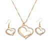 Ladies' Fashion Design Sense Peach Heart Inlaid with Rhinestones Necklace Earrings Zircon Set Wedding Party Holiday Gift
