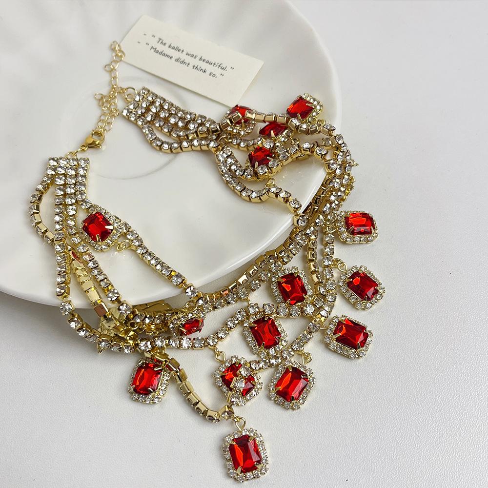 

Ожерелья-колье с квадратным кристаллом и подвеской для женщин, ювелирные изделия