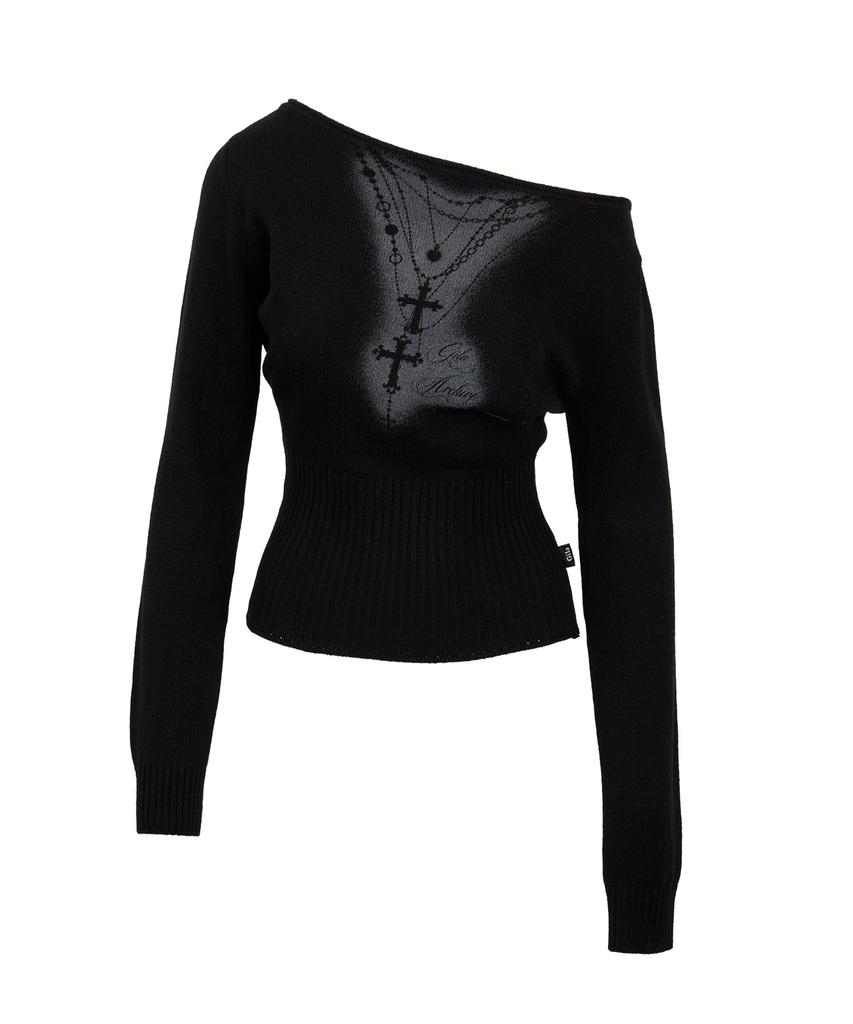 GILAARCHIVE Necklace Off Shoulder Knit_Black