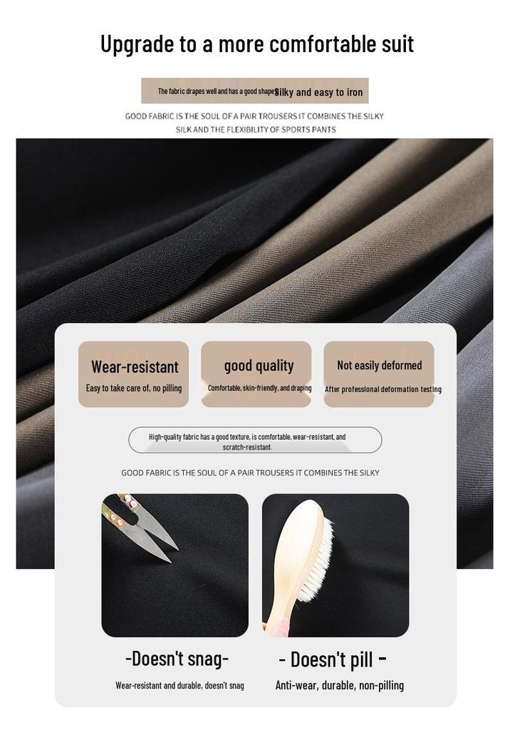 Women's High-Waisted Wide-Leg Drapey Trousers - Plus Size, Korean Style, Slimming, Floor-Length, Suited for Spring and Autumn.
