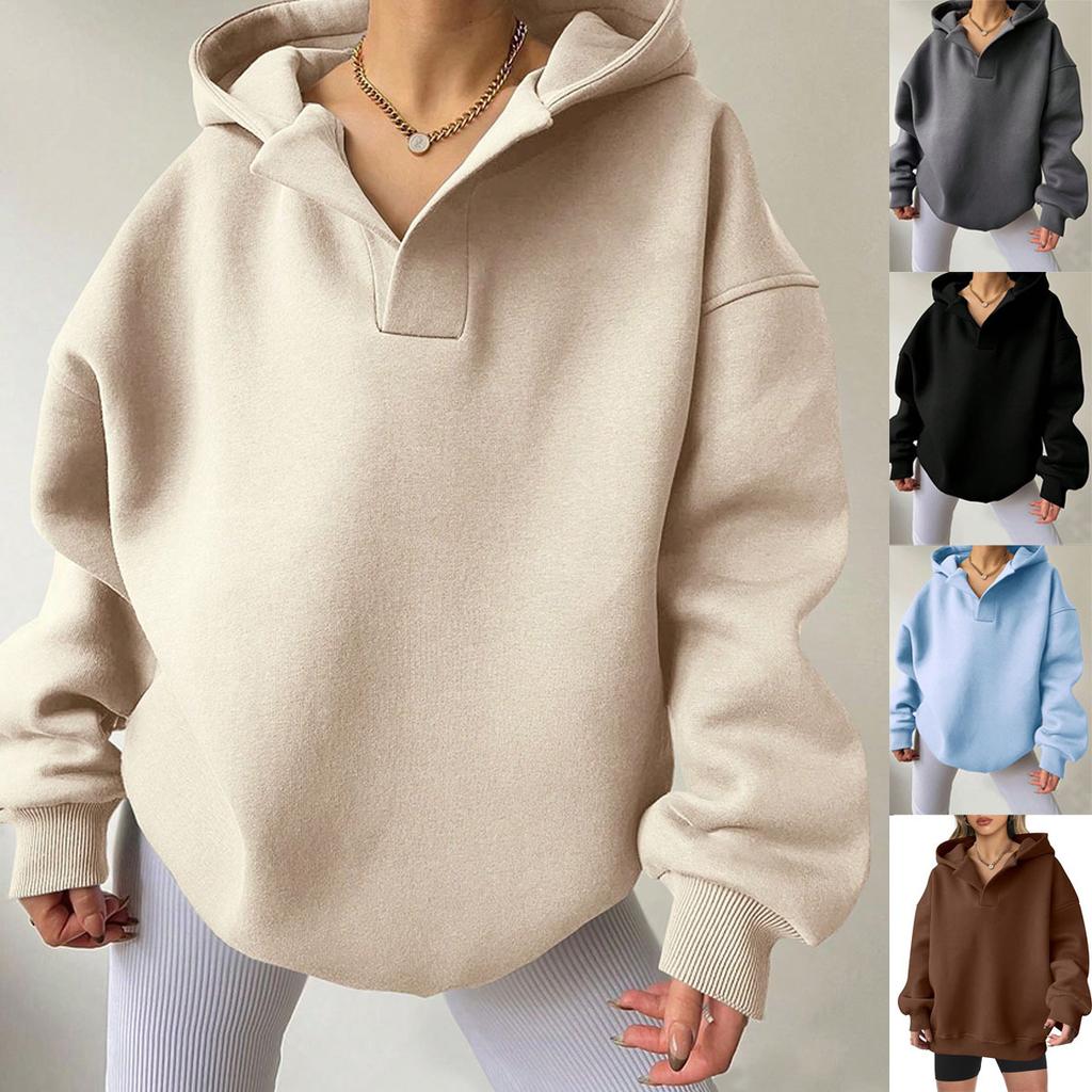 Women's Hooded Neck Long Sleeve Oversized Casual Hoodie Sweatshirt