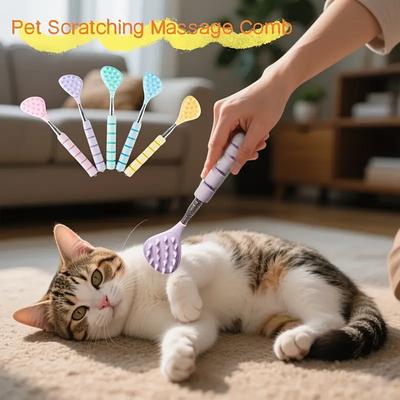 1PCS Pet Massage Brush with Telescopic Handle Cat Soothing Scratching Brush Pet Massage Comb Scratching Artifact Back Scratching