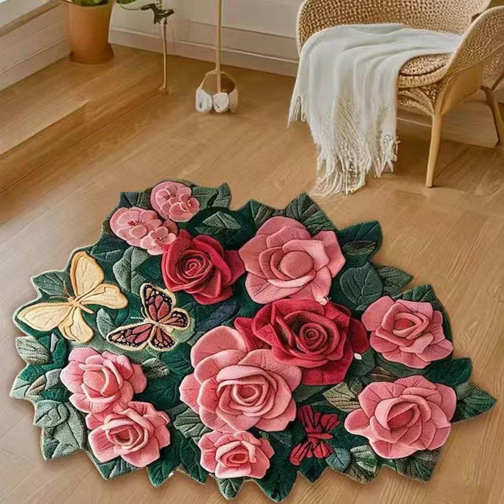 

Special-shaped Rose Floor Mat Absorbent Door Gasket Creative Floor Mat for Living Room Bedroom 60*60cm-Style 1