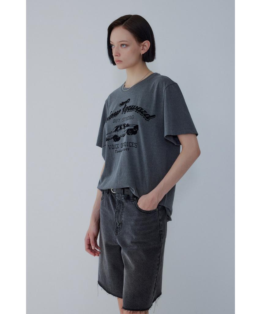 Bobeu Racing Graphic Pigment Washed T-Shirt_Charcoal 7156240005