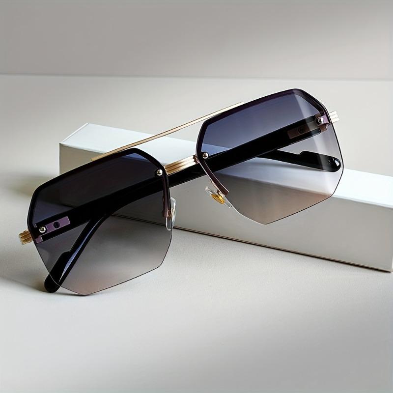 Vintage Square Frame Fashion Glasses for Men & Women Metal Double Beam Decorative Glasses Unisex Couple'S Eyewear for Casual