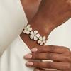 Vintage Colorful Enamel Flower Cuff Bracelet, 18K Gold Plated Stainless Steel Floral Bangle, Anti-Tarnish Party Jewelry