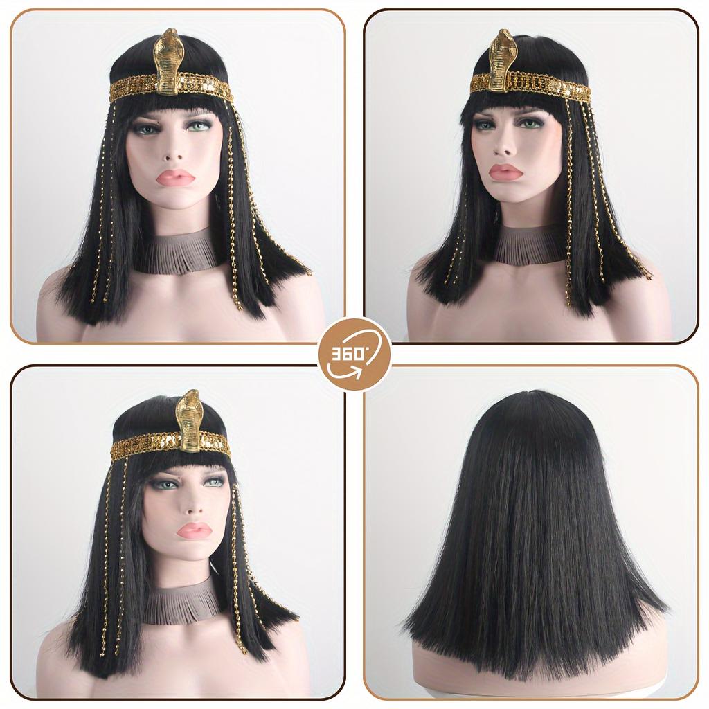 Fashion Egyptian Queen Heat Resistant Synthetic Wig Short Straight Snake Headband Women's Cosplay Party