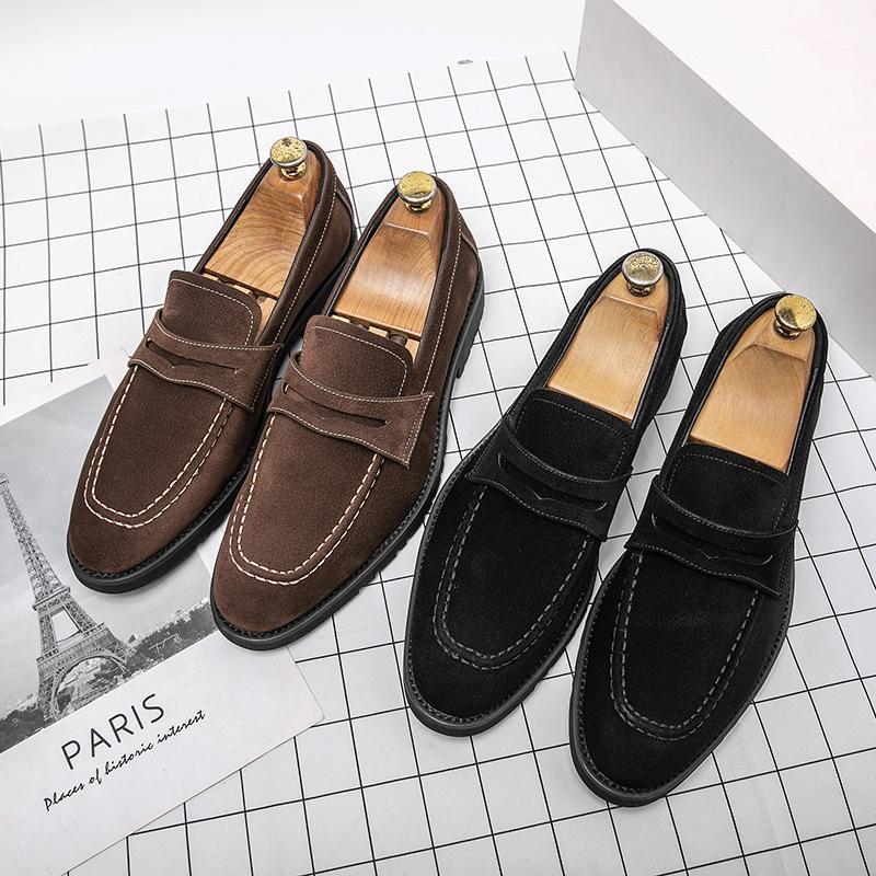 Men Loafers Street Style Brown Suede Formal Business Wedding Dress Prom Blazers Tuxedo Party Shoes Plus Size