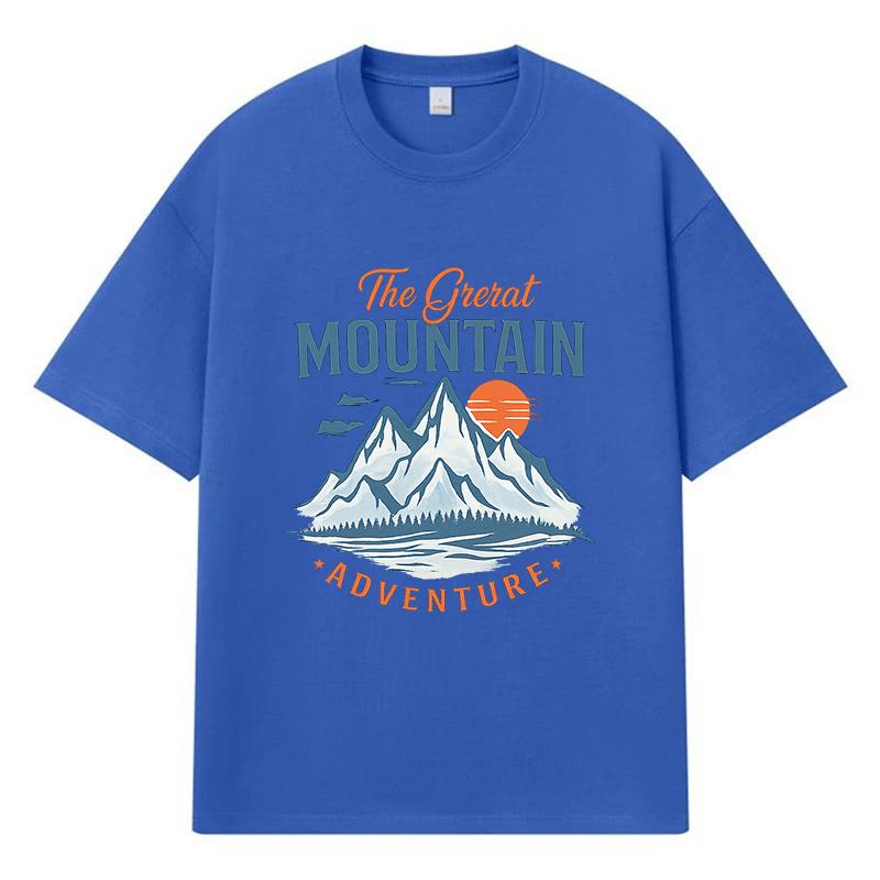 2026 Mountain Adventure Printed Graphic Y2k Harajuku Streetwear 100% Cotton T Shirt Casual Oversized Summer Men T-shirt