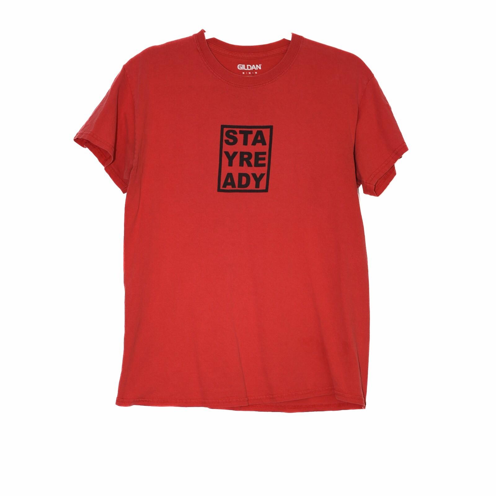 Gildan Mens Red T-Shirt Stay Ready Pure Cotton Short Sleeve Round Neck Size M S
