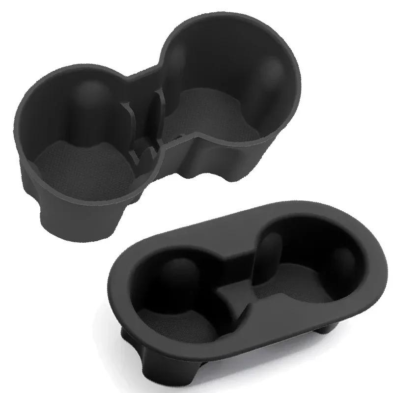For Tesla Model Y Juniper 2025 Water Cup Holder Center Control Front & Rear Seater Insert Silicone Organizer Limiter MY LAUNCH