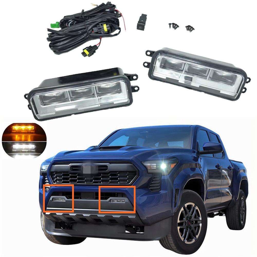 For 2024-2025 Toyota Tacoma LED Fog Lights Kit W/ Amber LED Signal Lights Wires