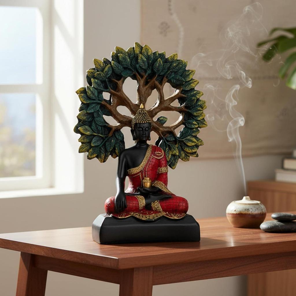Lord Buddha Idol for Home Decor Living Room | Gautam Buddha Statue Under the Bodhi-Tree | Showpiece Gift for Housewarming Birthday