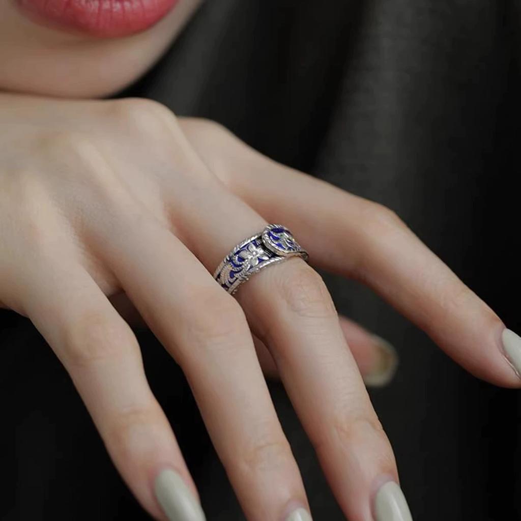 Chinese Style Flower Pattern Adjustable Open Rings For Women Fashion New Jewelry Gift Party Daily Wholesale Anillos