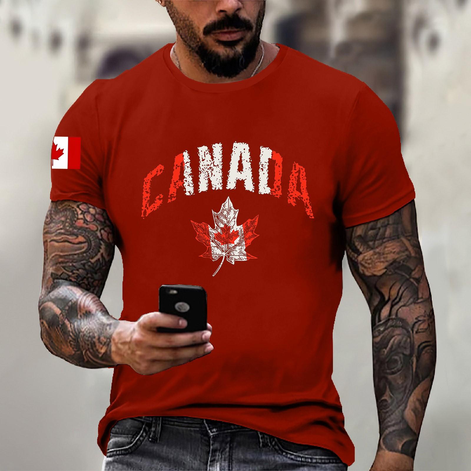 

Мужская канадская футболка с круглым вырезом и короткими рукавами XL красный