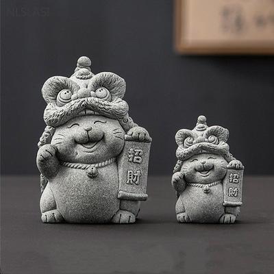 1 Stück handgeschnitztes Stein-Teehaustier, Boutique, Fengshui, Glückskatze, Ornamente, Zen, chinesisches Teezubehör, Heim- und Schreibtischdekoration