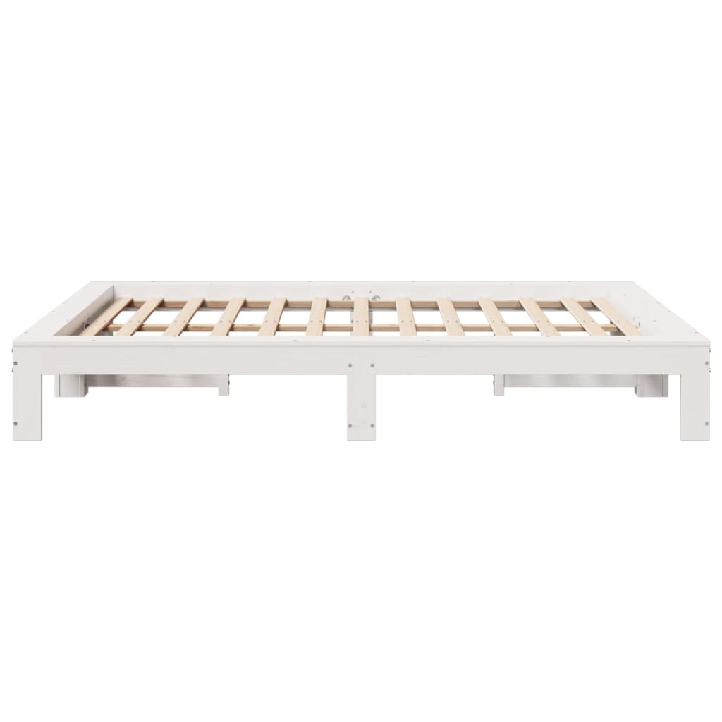 Vidaxl Rama Łóżka Bez Materaca, Biała, 150X200 Cm, Lite Drewno Sosnowe