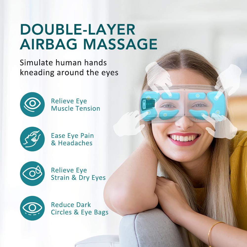 Vibration Eye Massager Bluetooth Music Smart Eye Mask Hot Compress Air Bag Eye Massager Eye Strain Relief Home Eye Care Device