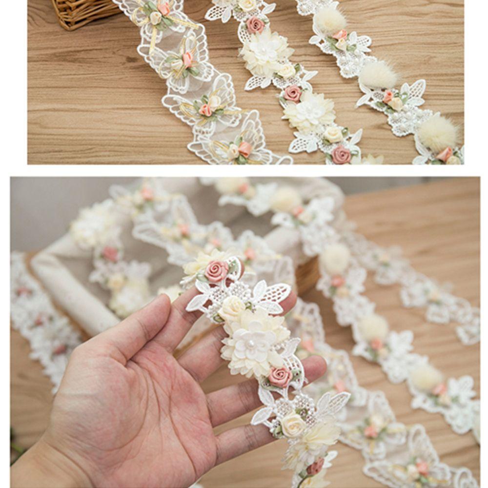 Decor DIY Craft Beaded Applique Fabric Accessories Sewing Material Lace Ribbon 3D Flower Embroidery