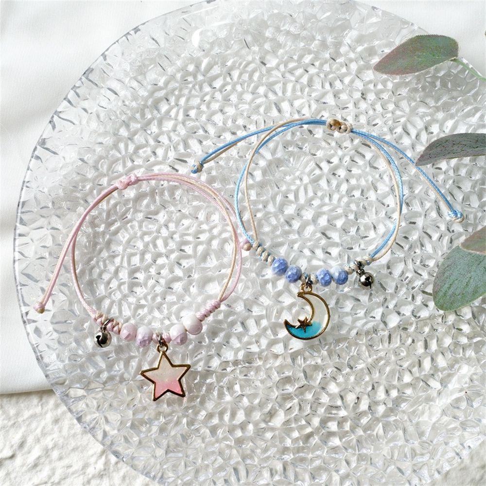 

Пара Шарм Регулируемая Звезда Луна Ручная Цепочка Веревочный Браслет Пары Браслет Пары