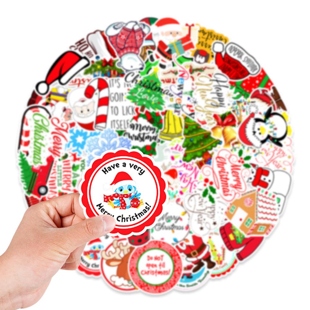 50 New Christmas Graffiti Stickers Doors and Windows Wall Computer Box Helmet Decoration Stickers