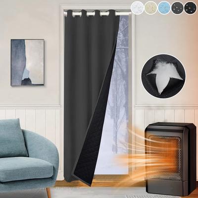Gesteppte 100% Verdunkelungsvorhänge für Tür für Wohnzimmer Schwerlast-Fenstervorhänge Ösen Raumteiler Winter Dicke Thermovorhänge