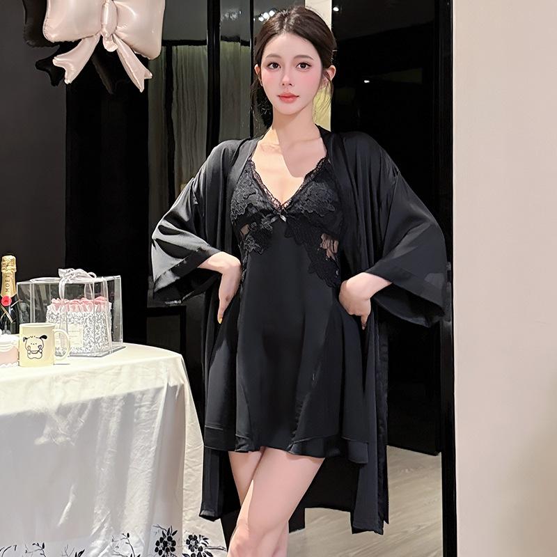 Ice Silk Women's Sexy Lace Camisole & Robe Set - Perfect Gift for Girlfriend - New Spring/Summer/Autumn Collection