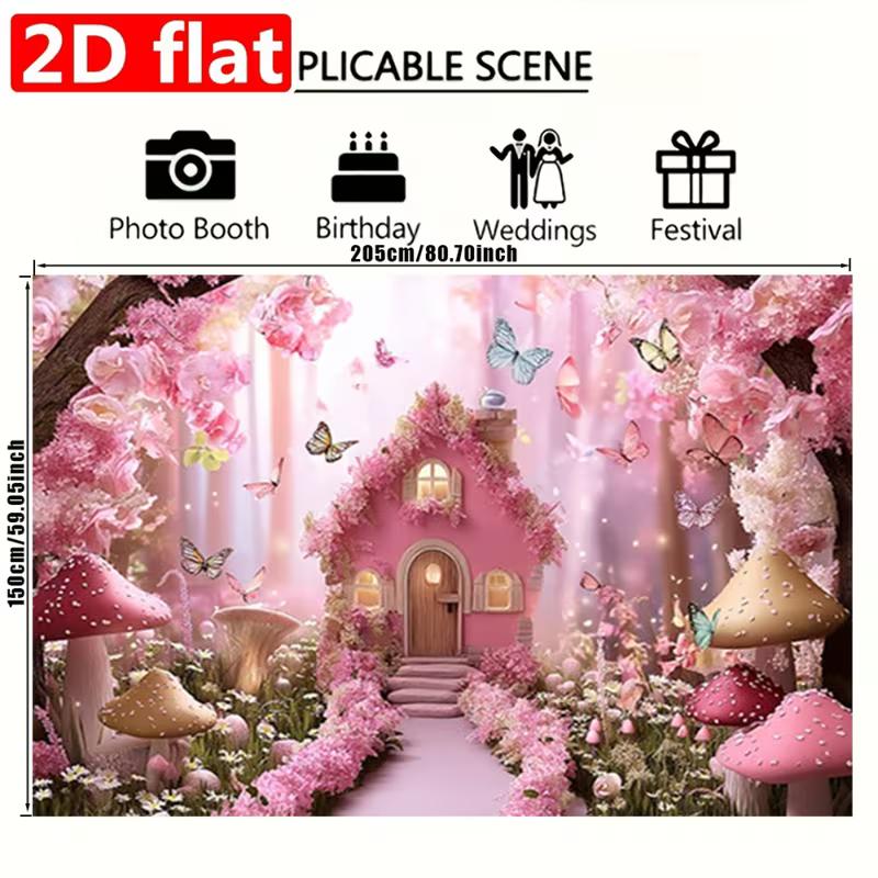 2D Enchanted Forest Fairy House Backdrop Children's Party Photo Booth