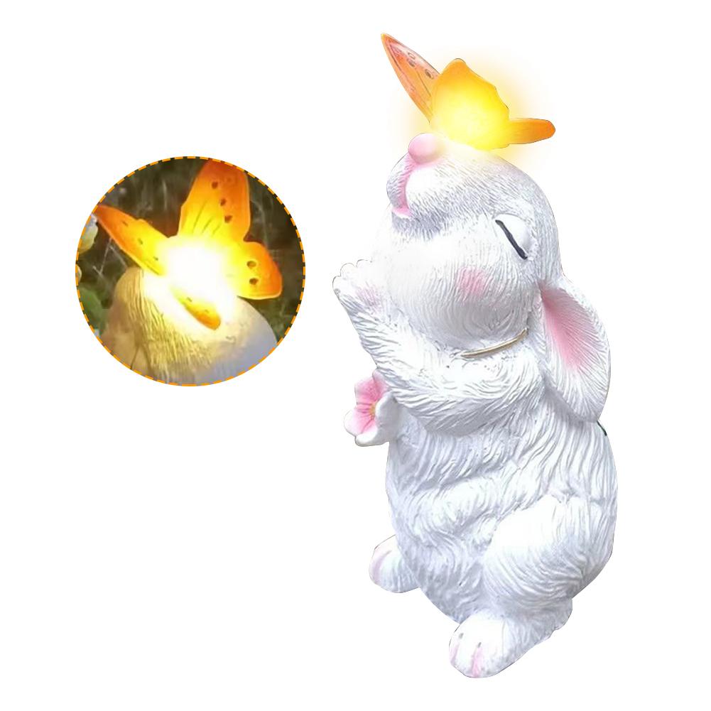 

Solar Powered Rabbit Statue Night Lamp Creative Cartoon Rabbit Sculpture Small Rabbit Handicraft Decor Easter Outdoor Decoration червоний