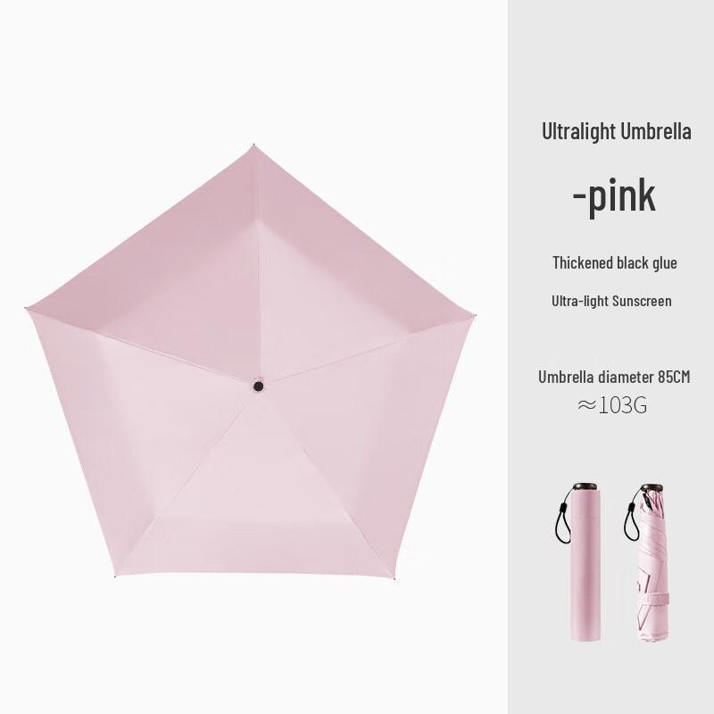 Zuoyou Ultra-light 5-Rib Three-Fold UV Protection Sun Umbrella