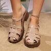 Braided Toe Sandals Summer New Round Head Shallow Mouth Metal Buckle A Line with Waterproof Platform Non-slip High Heels