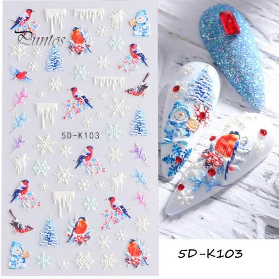 1 Sheet Christmas Nail Art Sticker Festive Santa Snowflake Elk Designs Safe Easy to Use Nail Decal for Beautiful Manicures
