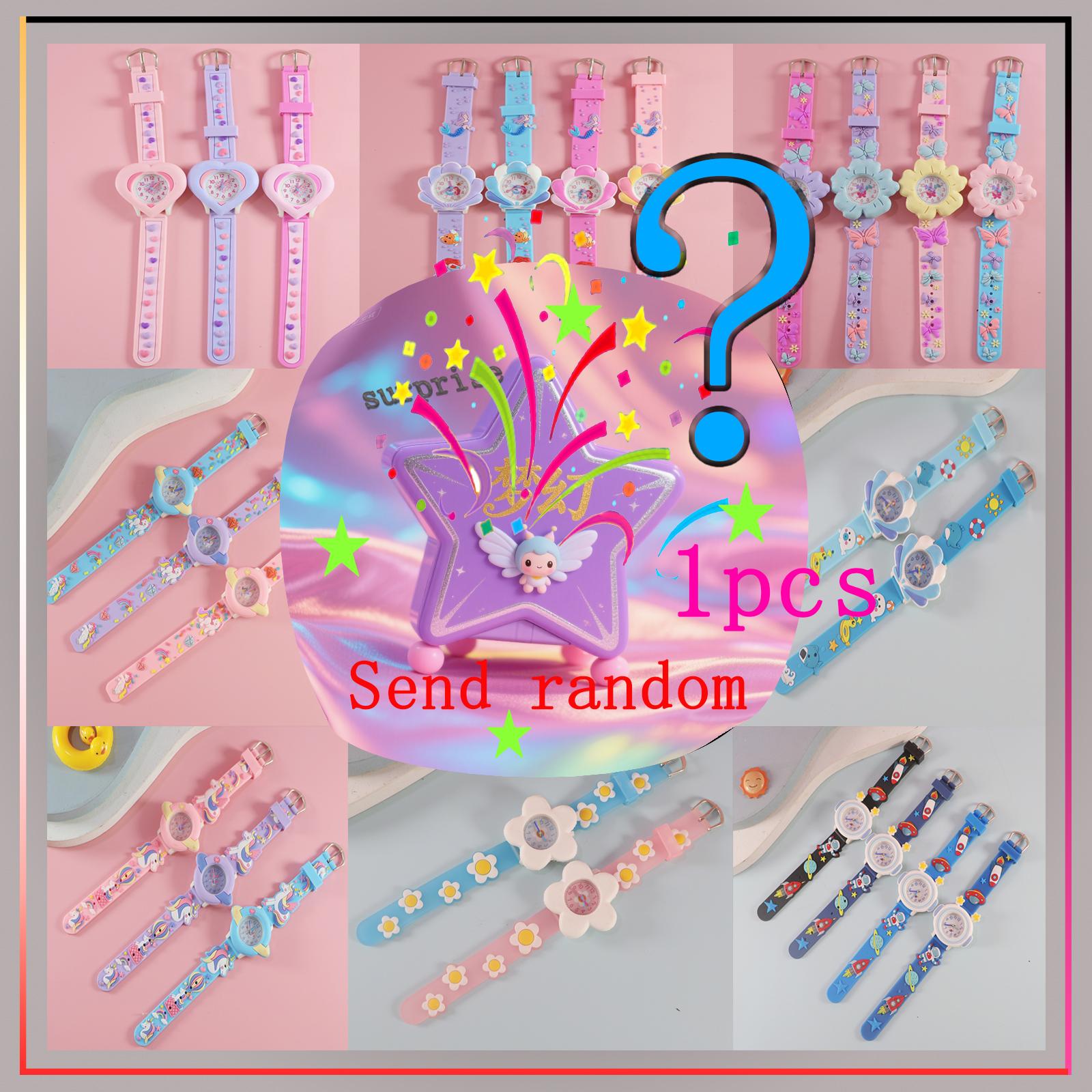 

Сюрприз-слепая коробка; новые мультяшные цветные милые силиконовые ремешки наручные часы кварцевые часы; случайный стиль. разноцветный