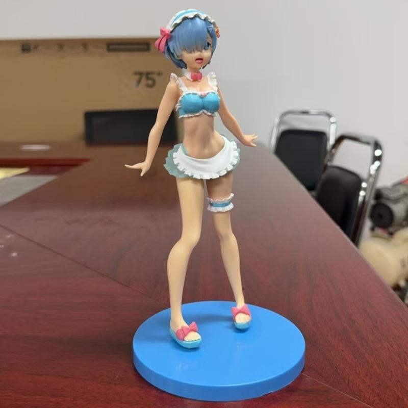 23CM Rem Anime Figure Re Zero Hajimeru Isekai Seikatsu Kawaii Ram Crystal Wedding Dress Model Doll Toys BANDAI PVC kara Kid Friendly Entertaining Fun