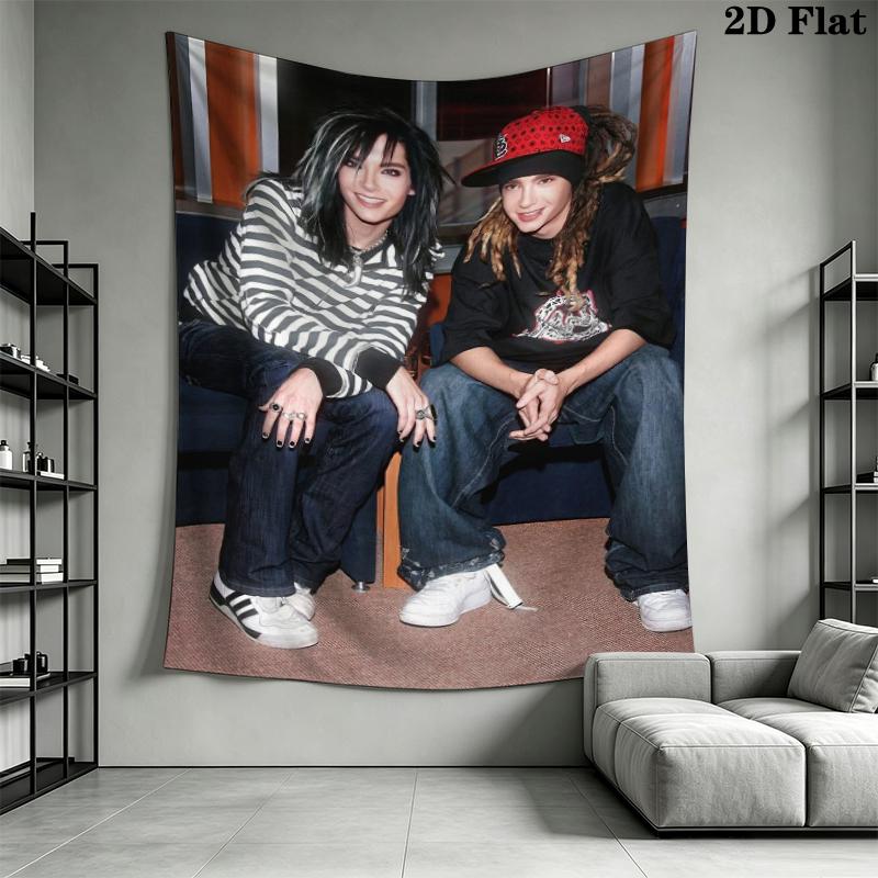 Bill Kaulitz E Tom Kaulitz Wall Tapestry Aesthetic Wall Hanging Printed Fabric Blanket Decorative Tapestries for Bedroom Living Room Home Decor