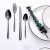 12/16/20/24/32Pcs Black Cutlery Stainless Steel Western Tableware Smooth Handle Fork Spoon Mirror Dinner Set Kitchen Utensils