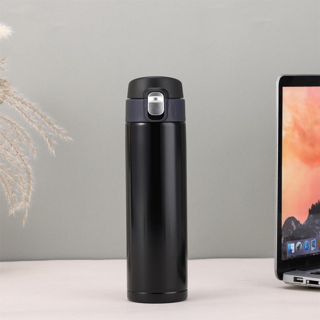 Stainless Steel Unisex Flip-Top Vacuum Thermos Cup - Fashionable & Portable for Outdoors and Business Meetings.