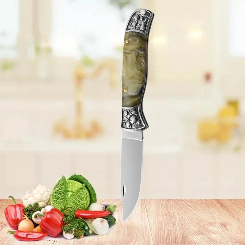 Fruit Pocket Knife Stainless Steel Folding Knife for Kitchen Cooking Chef Knife Portable Utility Knife Keychain Butcher Knife