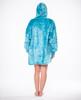 Bluza koc kocobluza 2w1 oversize xxl z kapturem gruba sherpa niebieska
