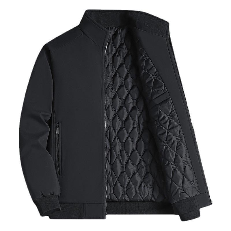 Autumn and winter new velvet medium and old cotton-padded clothes men's casual large size dad style thickened stand-up collar jacket men's