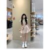 Süßes rosa Fake-Zweiteiler-Kleid Damen Sommer College-Stil Prinzessinnenkleid Xiaoxiangfeng Taille und dünner Rock