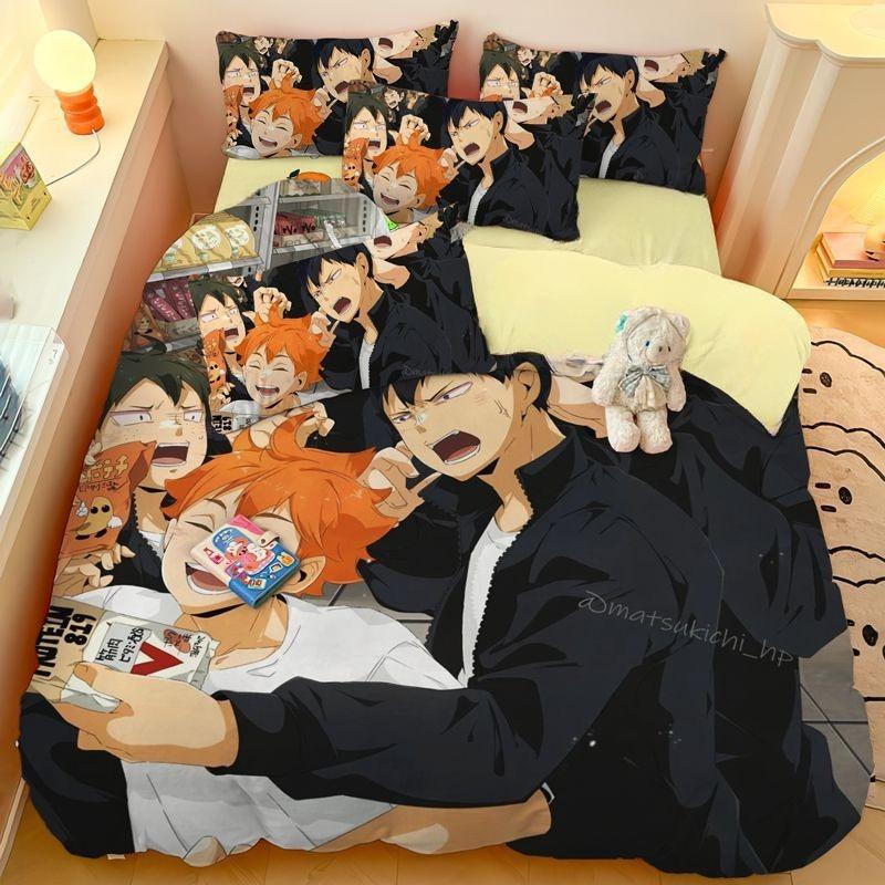 Haikyuu Duvet Cover Volleyball Youth 3D Bokuto Manga Collage Printing Bedding Set Comforter Bed Youth Home Decor Girls Boys Gift