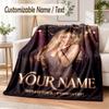 Sabrina Carpenter Custom Name Flannel Throw Blanket Soft Warm for Sofa Bed Indoor Home Use