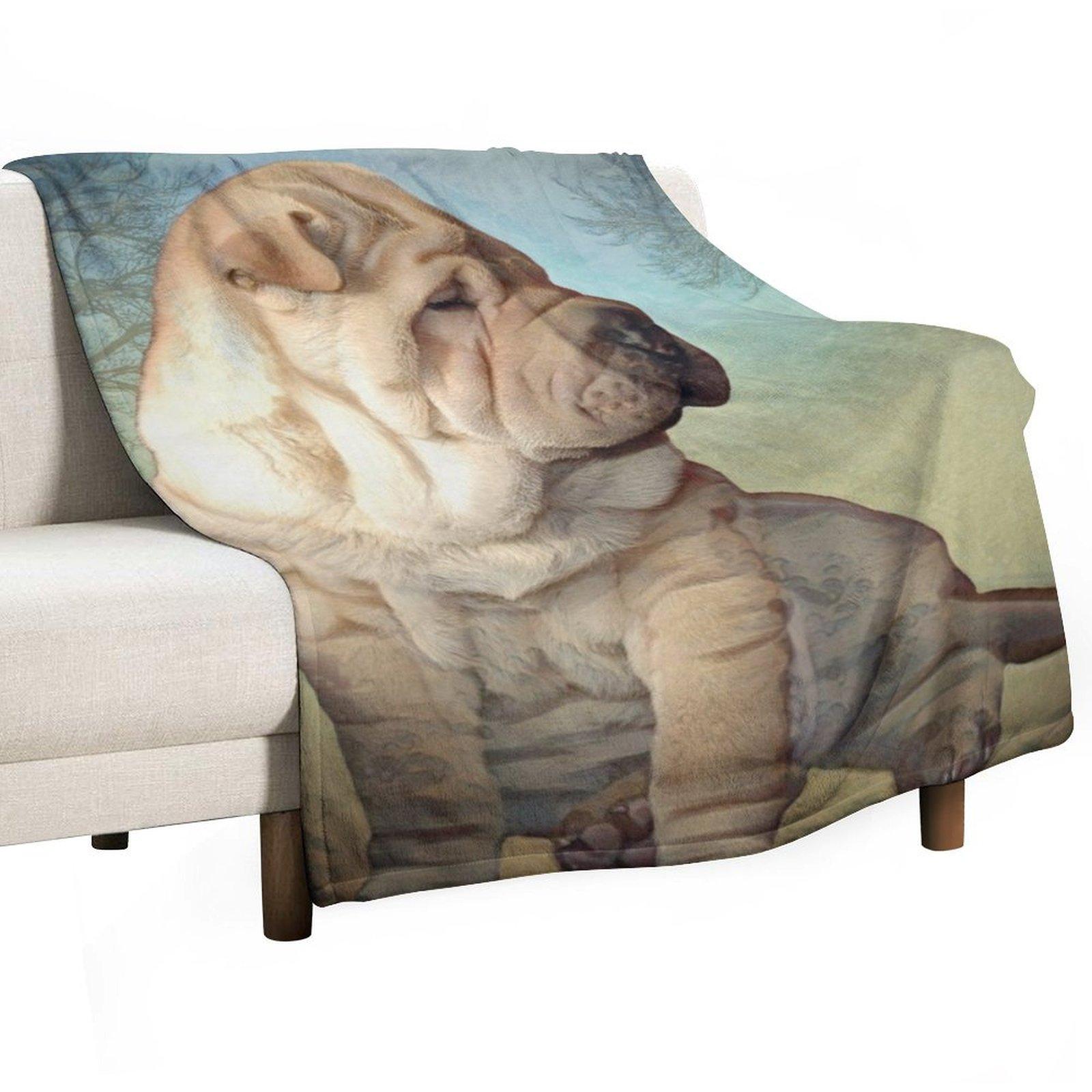 

Плед для щенка шарпея Термопледы для путешествий Переезд Декоративные пледы для дивана 30x40in