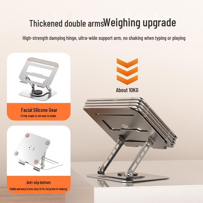 Adjustable Rotatable Metal Laptop Stand with Cooling and Height Adjustment Features
