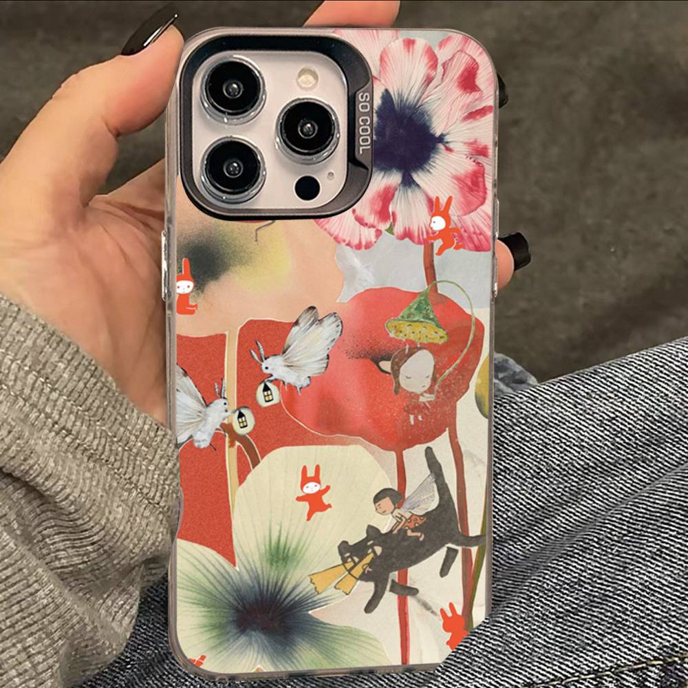China Chic Mosaic Graffiti Green Rattan Phone Case For iPhone 17 16 15 14 13 12 11 XS XR X Pro Max Plus Colored Silver Cover