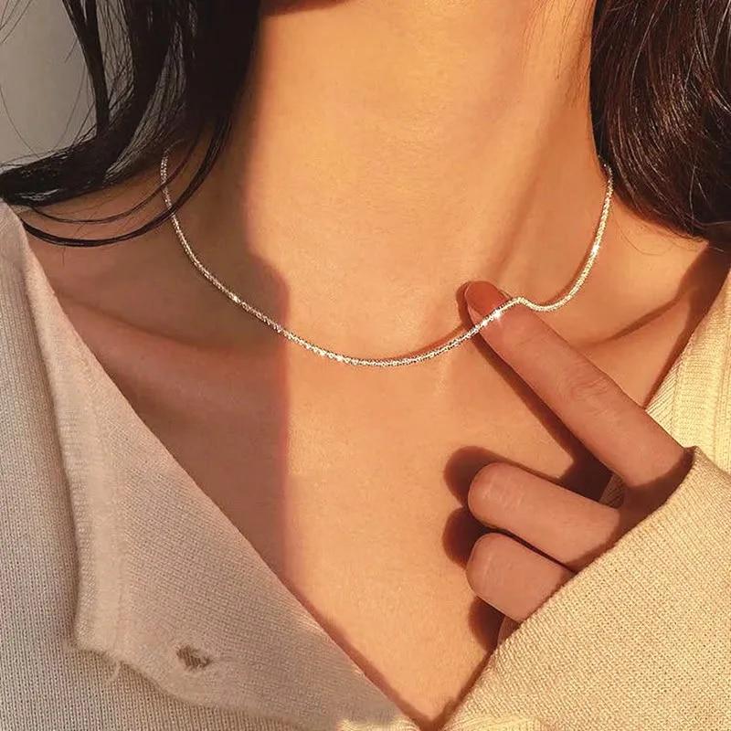 Stříbrné náhrdelníky pro ženy CZ Zirkonový křížový přívěsek a náhrdelník Chain Collier Choker Trendy šperky doplňky Bijoux